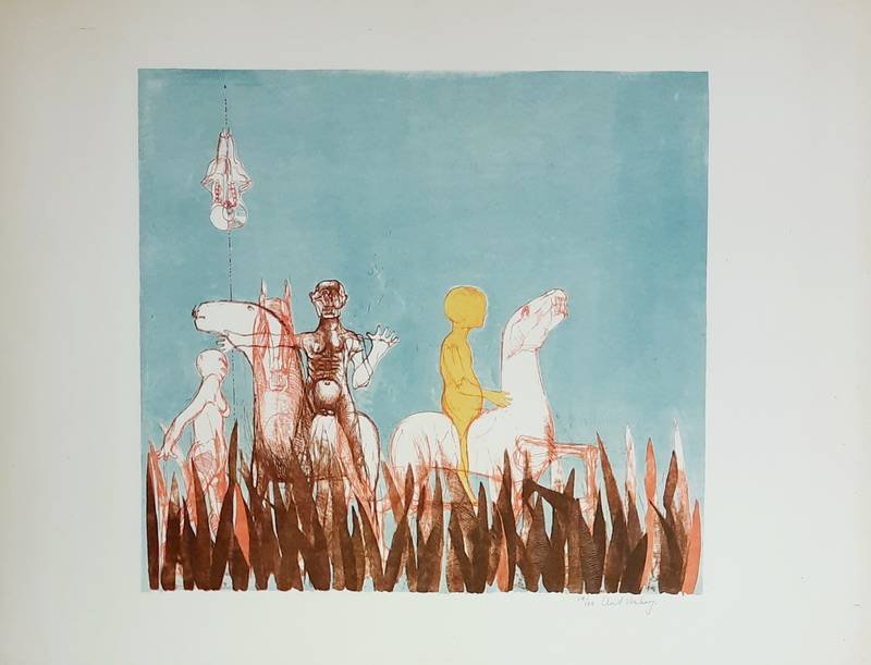 AAT VERHOOG (1933). - Mensen op paard in hoog gras.