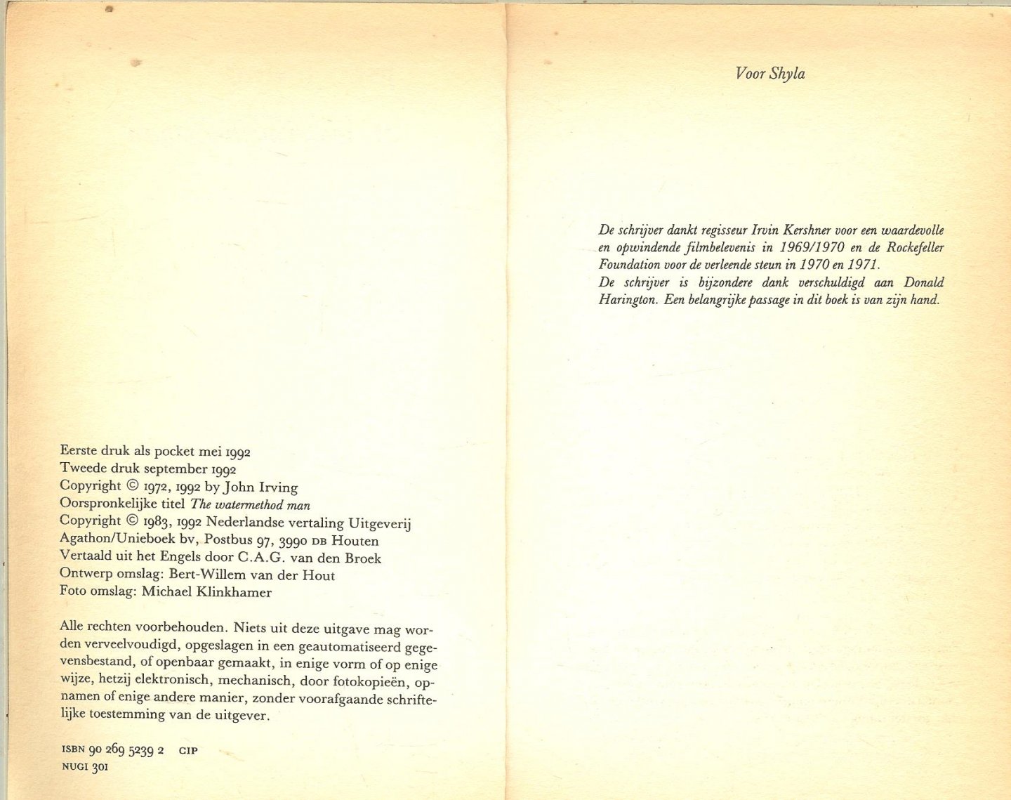 Irving John .. Vertaald door C.A.G. van den Broek - Watermethodeman