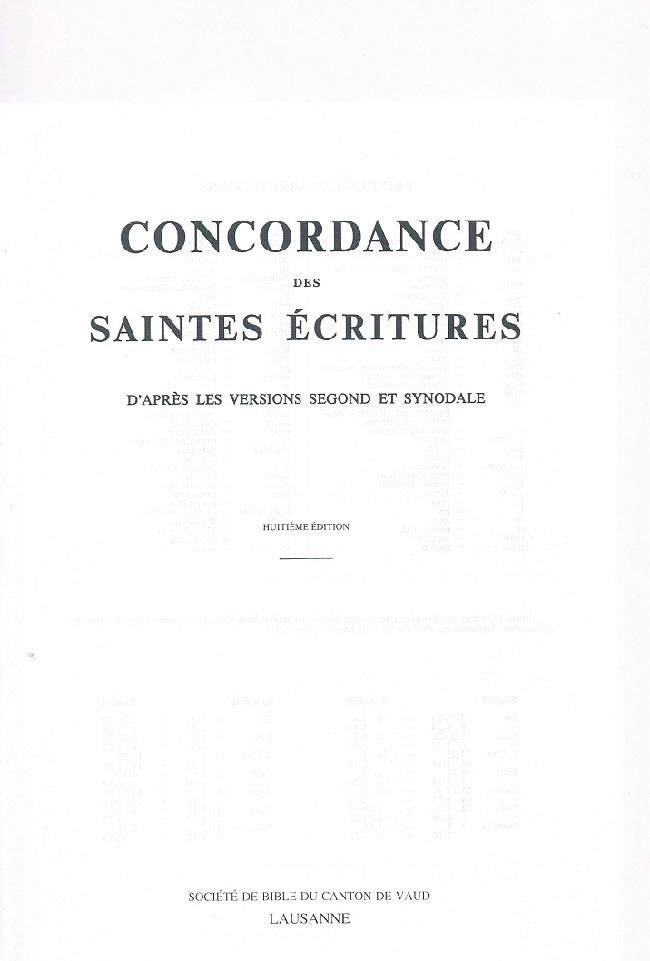  - Concordance des Saintes Ecritures  Huitieme Edition