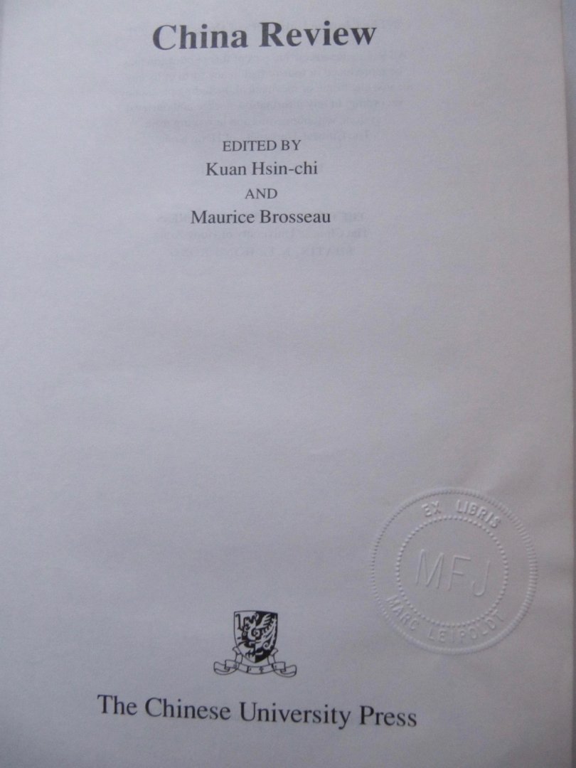 Kuan Hsin-chi and Maurice Brosseau - China Review (1991) -en China Review 1992
