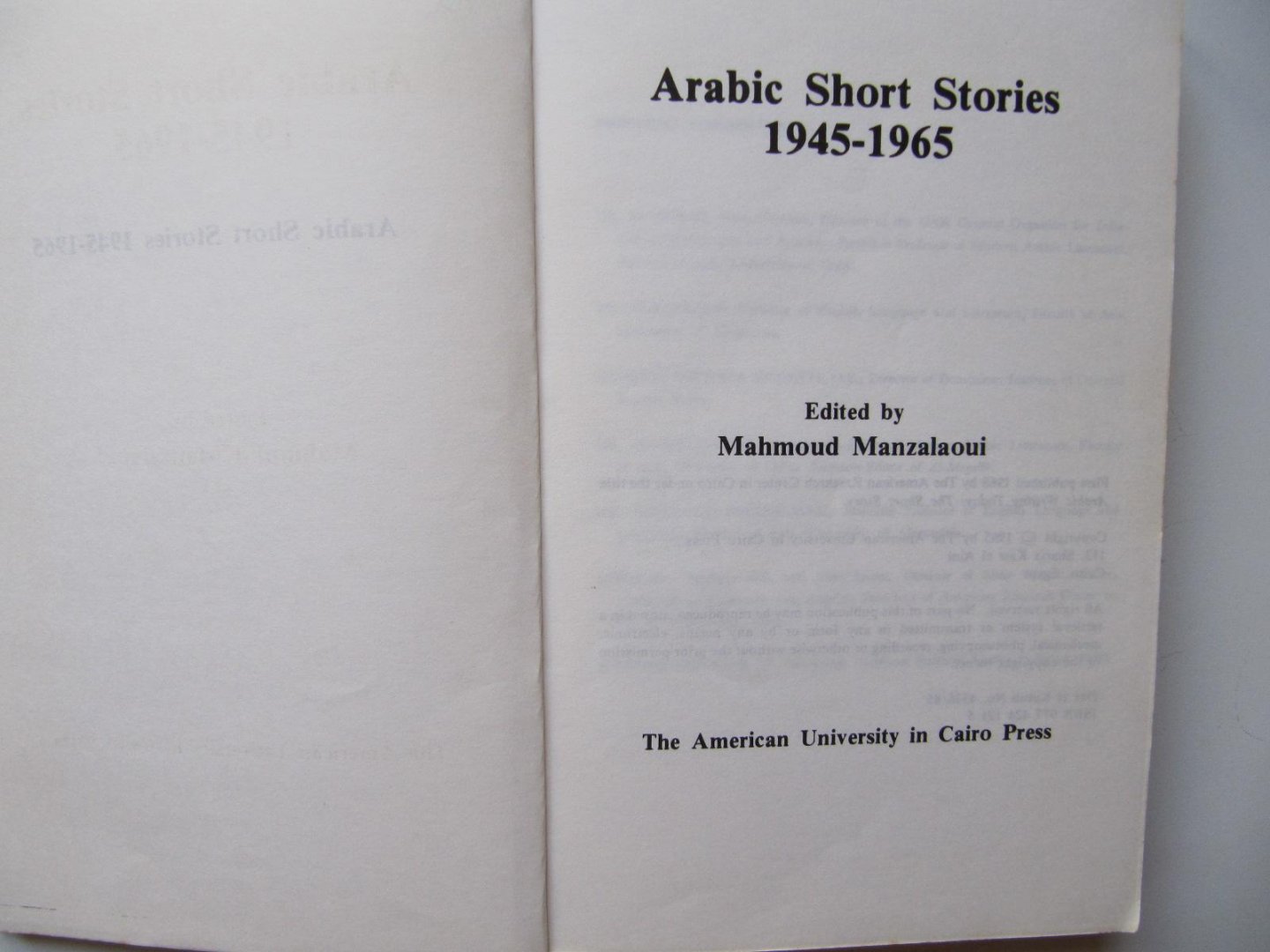 Mahmoud Manzalaoui / Edit. - Arabic Short Stories (1945-1965)