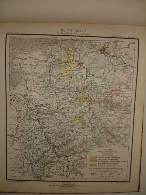 Liechtenstern, Th. von & Lange, Henry. - Th. von Liechtenstern und Henry Lange's Schul-Atlas zum Unterricht in der Erdkunde. Für den gebrauch der oberen Klassen der Lehranstalten. In 45 Karten.