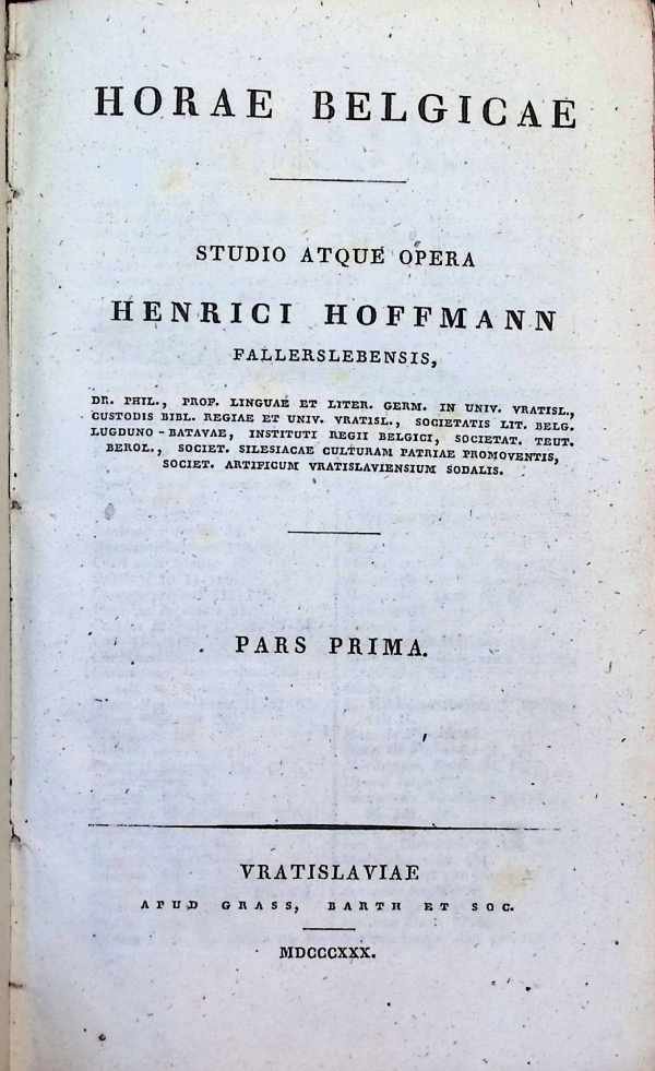 HOFFMANN VON FALLERSLEBEN, AUGUST HEINRICH - Horae Belgicae 1 - 12 complete