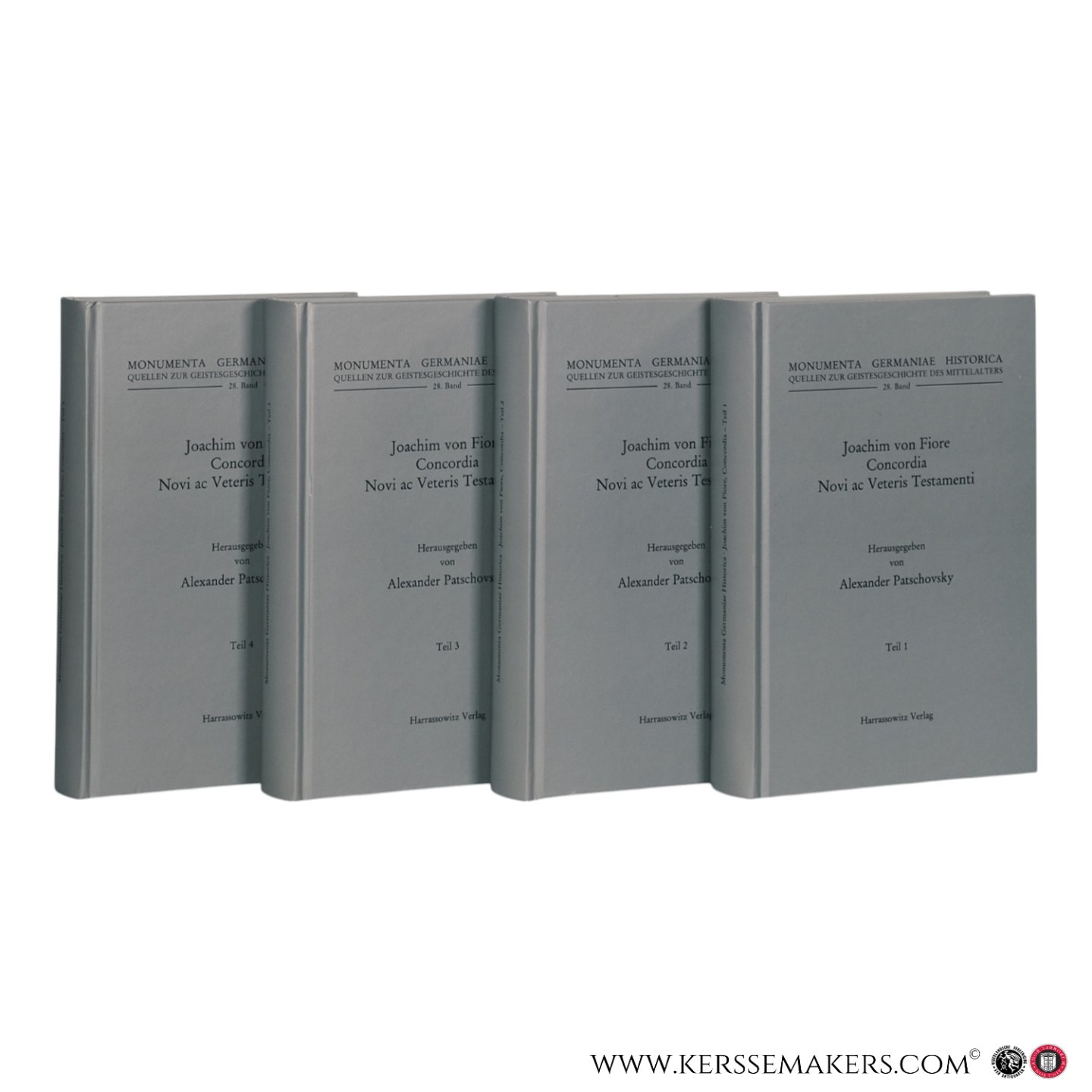Ioachim Abbas Florensis / Joachim von Fiore. - Concordia Novi ac Veteris Testamenti. Herausgegeben von Alexander Patschovsky. [ 4 volumes ].