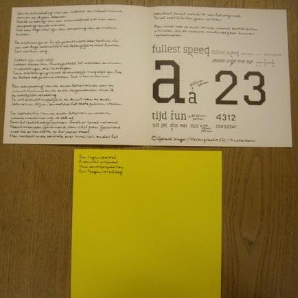 KWADRAAT-BLAD., QUADRAT-PRINT, UNGER, GERARD.; STEENDRUKKERIJ DE JONG. (ED.) - Een tegenvoorstel/A counter-proposal/Une contreproposition/Ein gegenvorschlag.