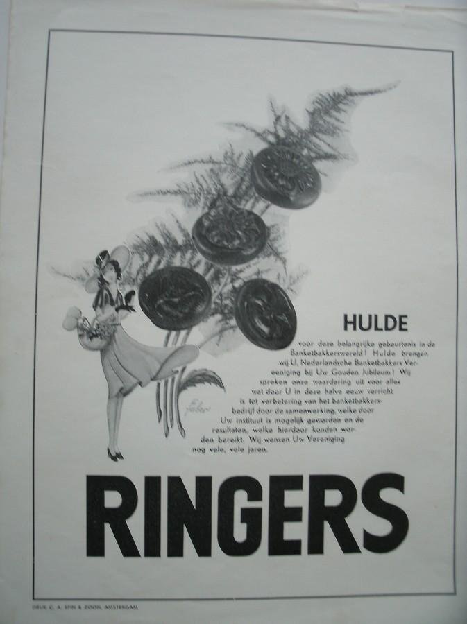 affiche. - Hulde (...) banketbakkerswereld (..). Ringers. (Alkmaar).