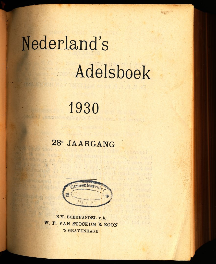  - Nederland`s Adelsboek 1930 (28e jaargang)