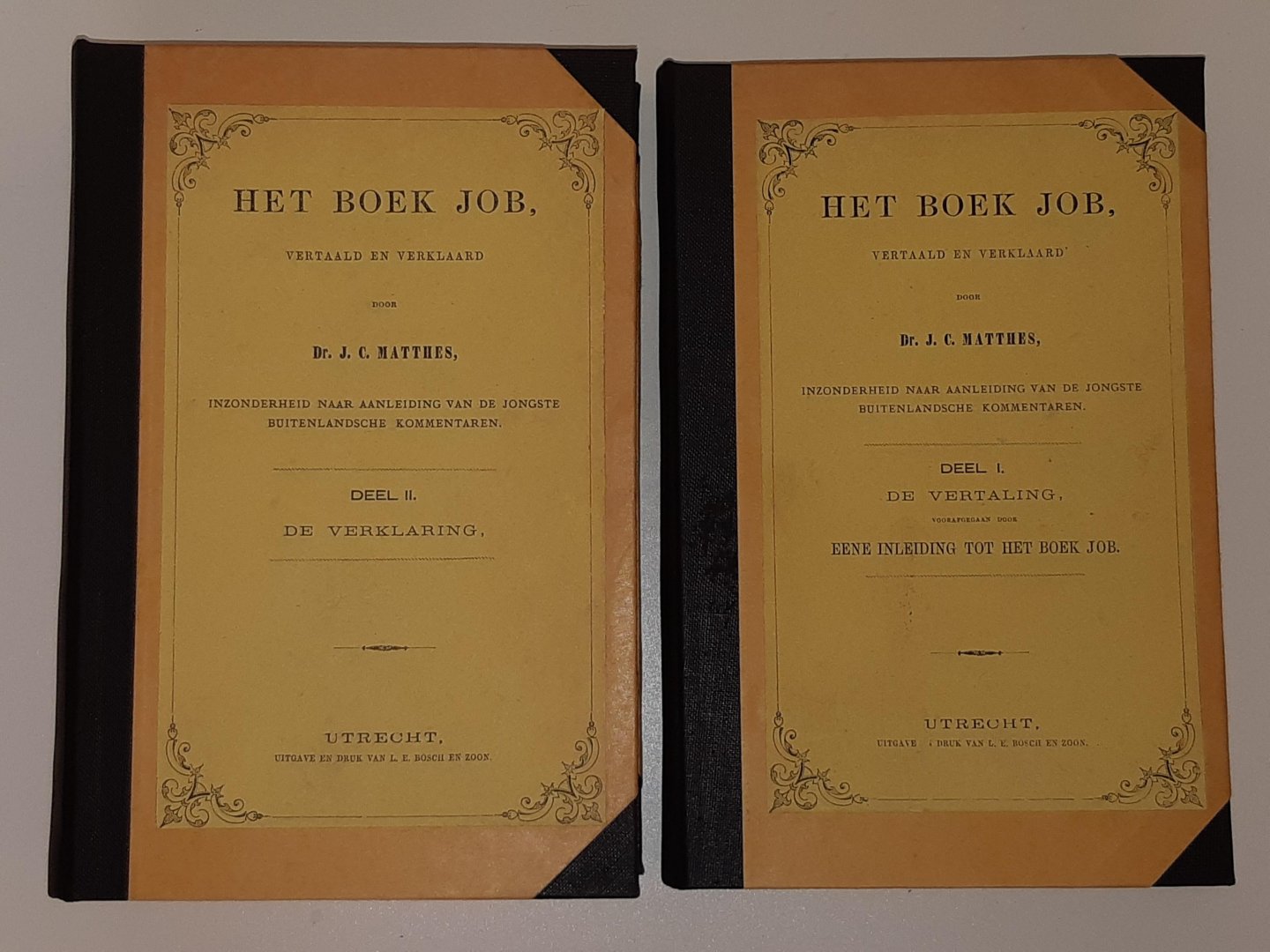 Matthes, dr. J.C. - Het boek Job vertaald en verklaard, inzonderheid nav de jongste buitenlandsche kommentaren (SET 2 DELEN)