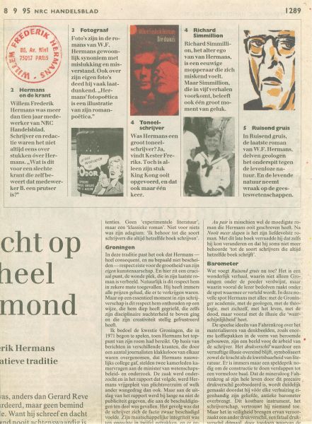 Smulders, Wilbert; Freriks, Kester; Etty, Elsbeth; e.a. - Willem Frederik Hermans. CS Literair nr. 1289 (Cultureel Supplement NRC Handelsblad), geheel gewijd aan de in 1995 overleden schrijver.