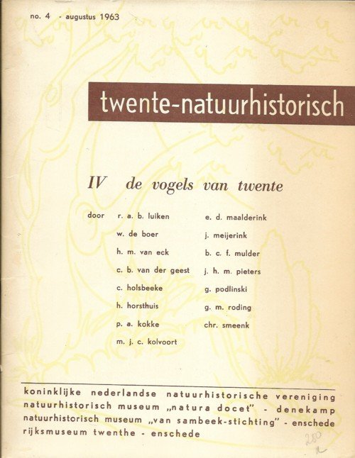 Luiken, R.A.B. e.a. - De vogels van Twente, IV Twente-natuurhistorisch