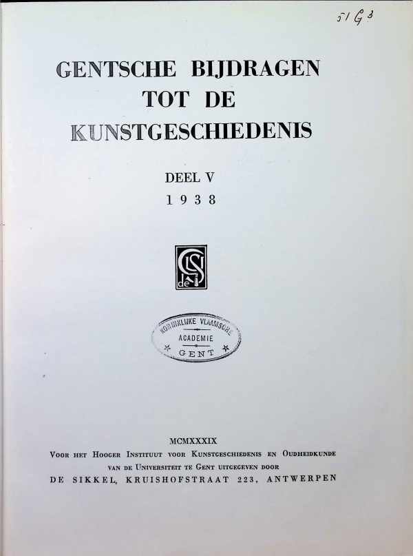  - Gentsche bijdragen tot de kunstgeschiedenis Deel V 1938