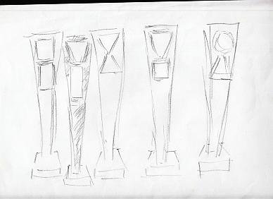 WOLKERS, Jan - Vijf schetsen voor het Rembrandtmonument.