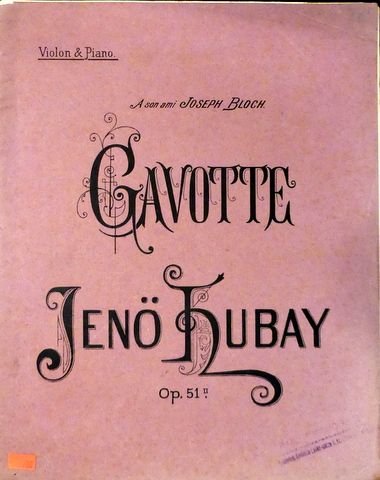 Hubay, Jenö: - Gavotte op. 51 no. 2. Violin & Piano