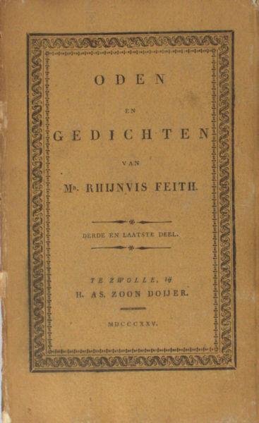 Feith, Rhijnvis. - Oden en gedichten. Derde en laatste deel