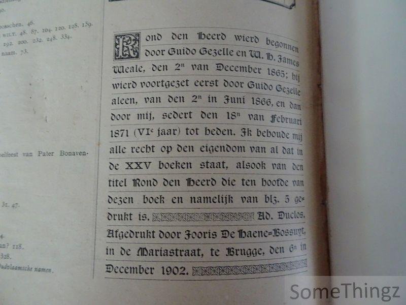 Guide Gezelle, et al. - Rond den heerd : een leer- en leesblad voor alle lieden. [Complete reeks in 25 delen inclusief het laatste op 88 exemplaren verschenen deel uit 1902! Met bijgevoegd: Deel III uit de reeks 'Nederlandse Volkskundige Bibliografie', getiteld 'Rond...