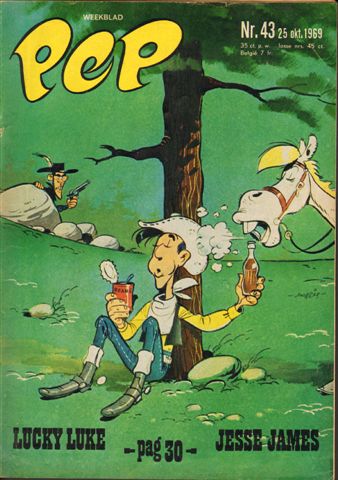 Diverse  tekenaars - PEP 1969 nr. 43, stripweekblad, 25 oktober 1969 met o.a. DIVERSE STRIPS (ASTERIX/RAVIAN/RIK RINGERS/LUC ORIENT/LUCKY LUKE/ROODBAARD)/ENGELBERT HUMPERDINCK (2 p.)/LUCKY LUKE (COVER TEKENING), goede staat
