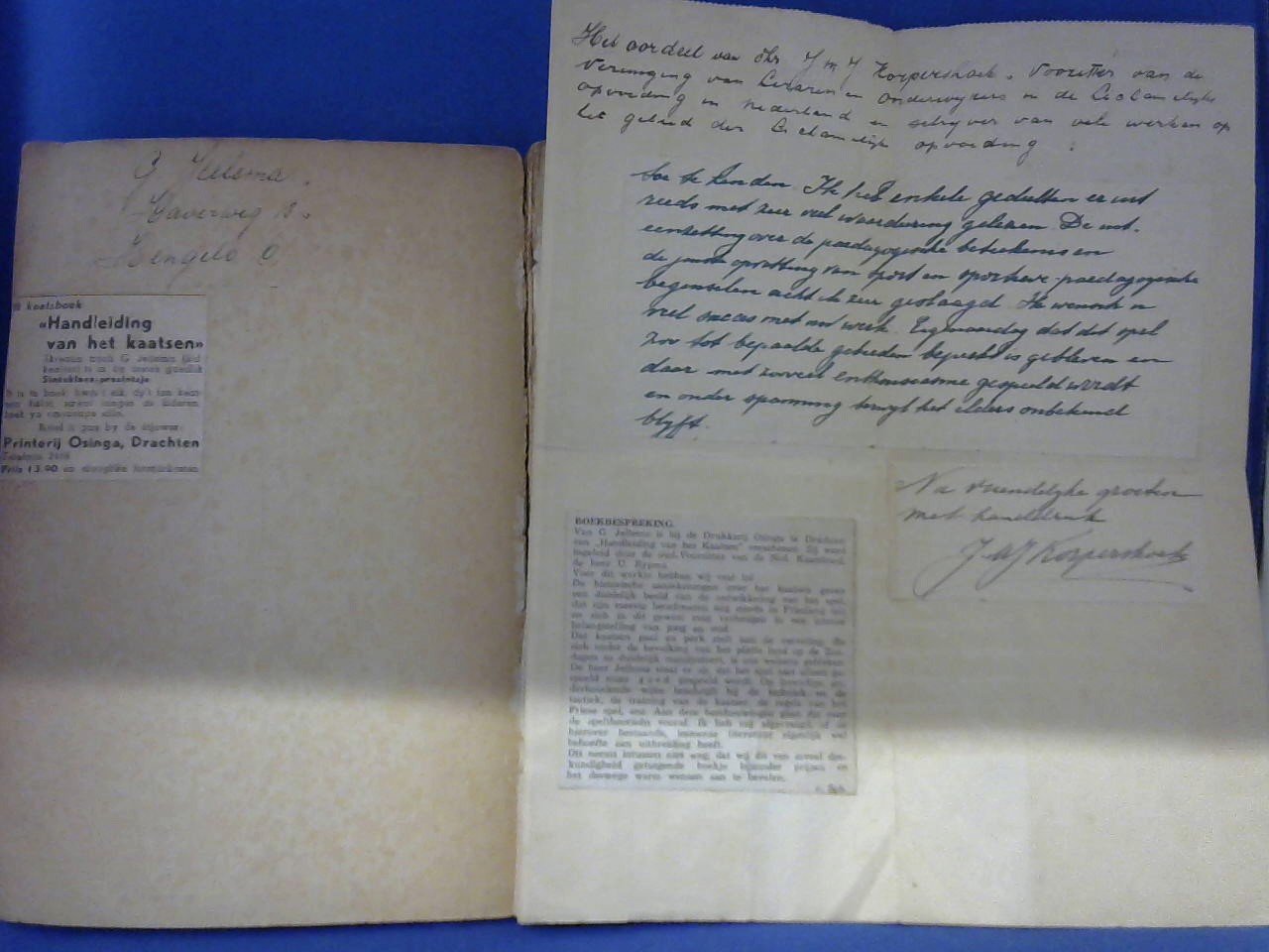 Jellema, G - Handleiding van het kaatsen. 1947