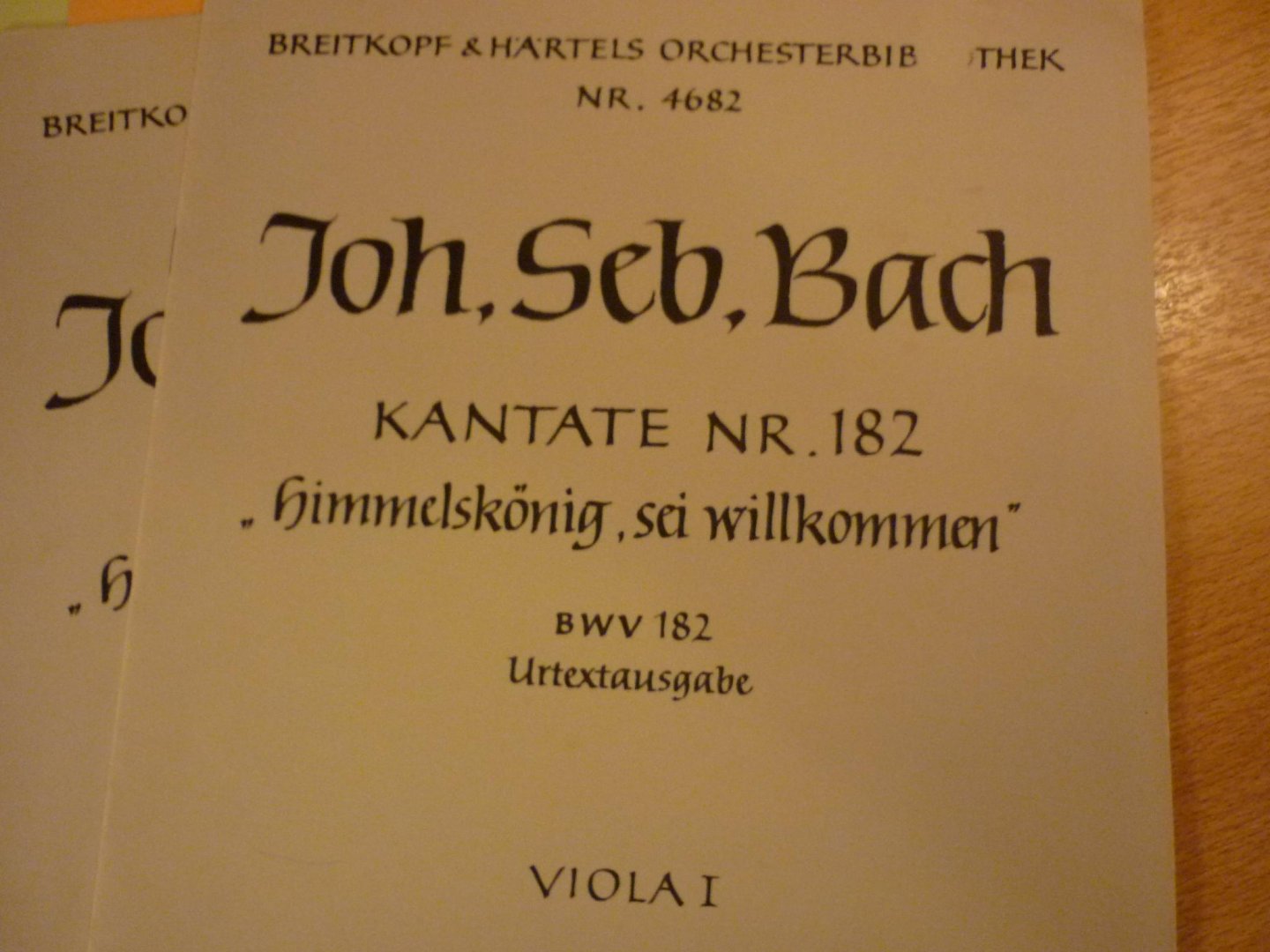 Bach; J.S. - Kantate Nr. 182 "Himmelskonig, sei willkommen"; BWV 182; Aparte boeken voor; Flote / Blockflote; 3 x Violine; 2 x Violoncello und Kontrabass; Urtextausgabe: 2 x Viola I en 2 x Viola II