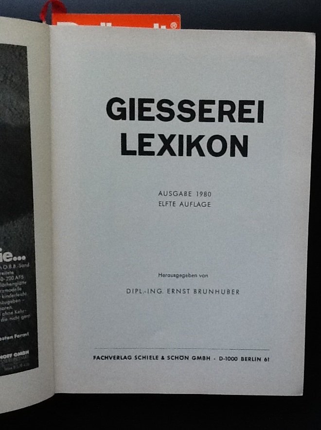 Ernst Brunhuber - Giesserei-Lexikon ausgabe 1980 elfte Auflage