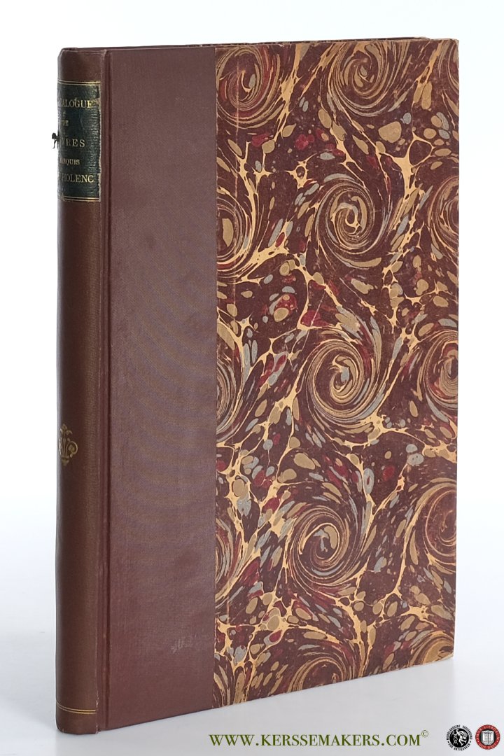 Piolenc, Marquis de / Catalogue: - Catalogue de très beaux livres anciens et modernes provenant de la bibliothèque de feu M. Le Marquis de Piolenc. Éditions originales de Molière et Racine, livres illustrés du XVIIIe siècle, reliès en maroquin ancien, etc. etc. [ Vente du me...