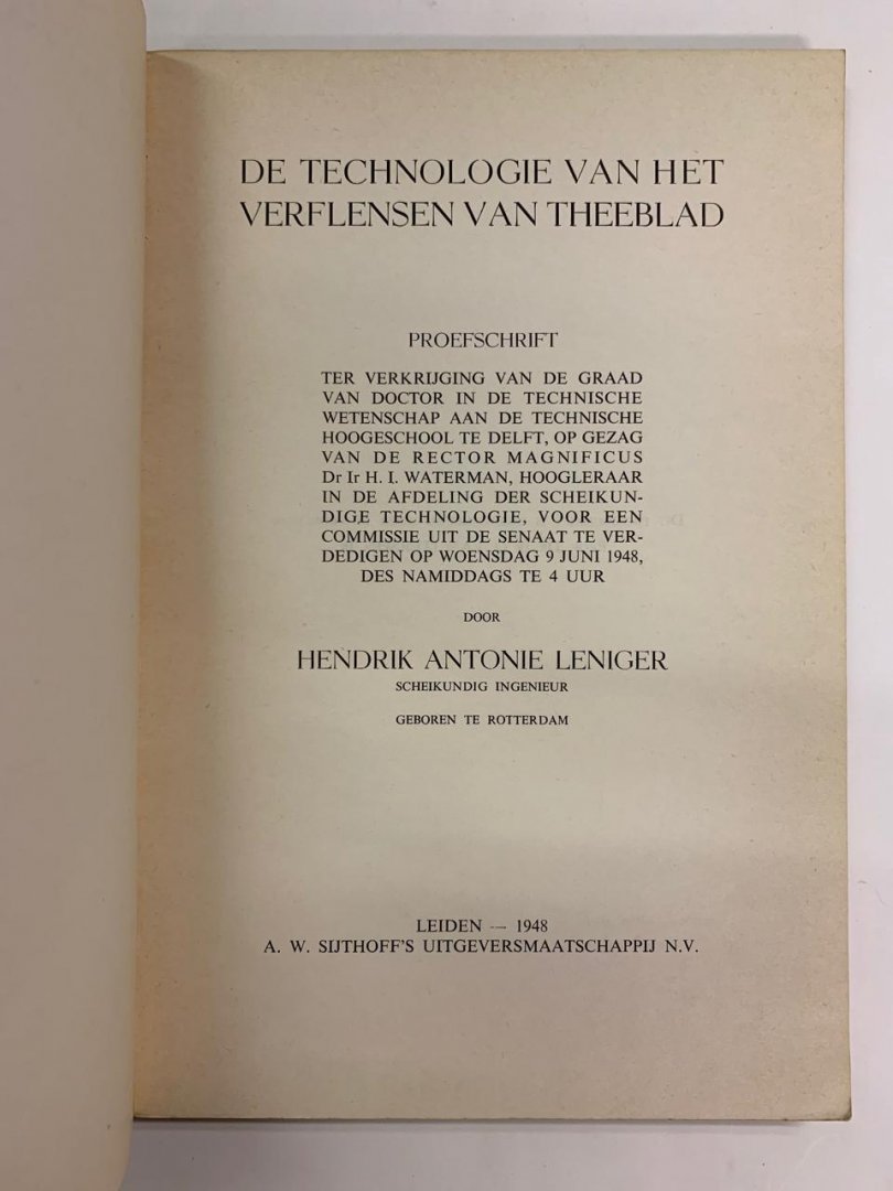 H.A. Leniger - De technologie van het verflensen van Theeblad