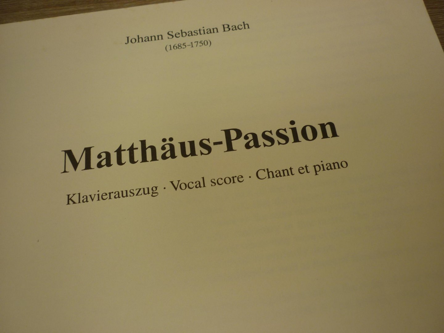 Bach; J. S.  (1685-1750) - Matthäus-Passion; Klavierauszug von Gyorgy Orbán; Vocal Score (Herausgegeben von István Máriássy)