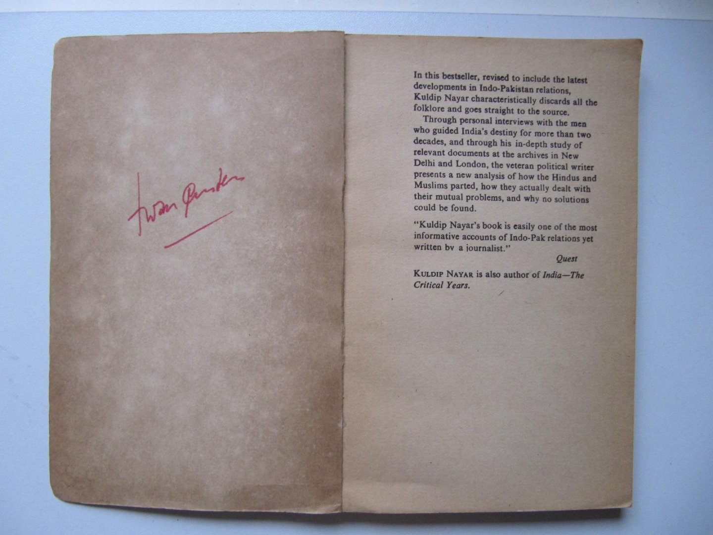 Kuldip Nayar - Distant Neighbours - A Tale of the Subcontinent