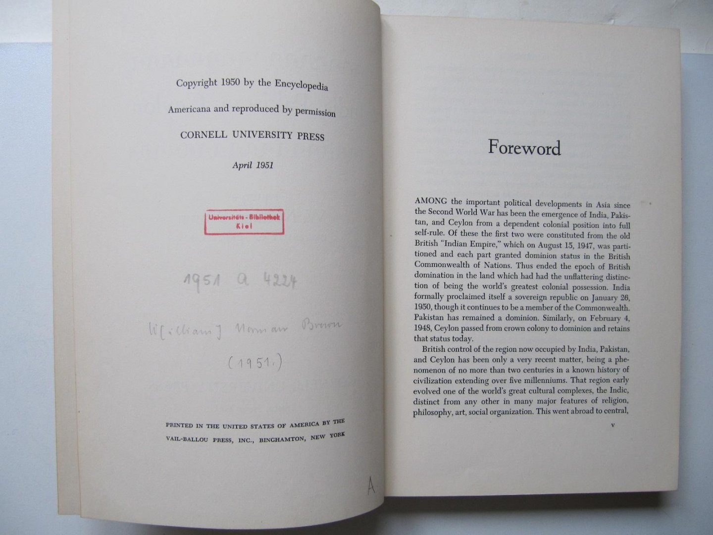 W. Norman Brown - India, Pakistan, Ceylon