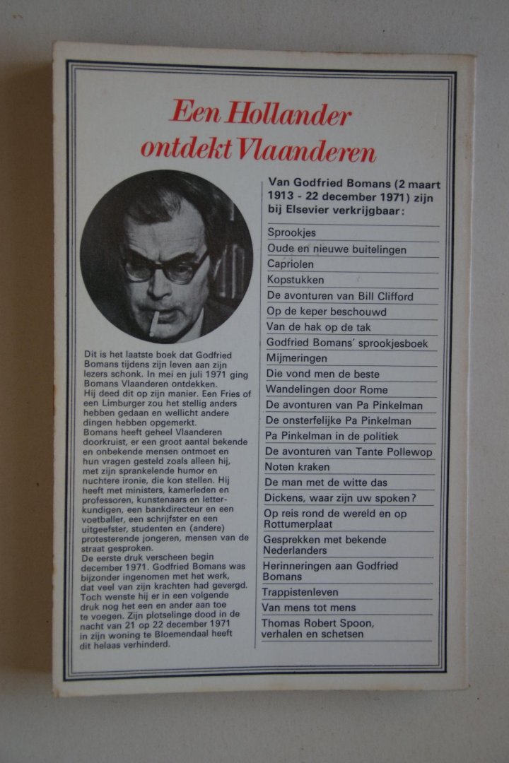 Bomans, Godfried - bellettrie: EEN HOLLANDER ONTDEKT VLAANDEREN  1e  druk