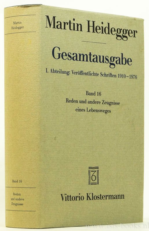 HEIDEGGER, M. - Reden und andere Zeugnisse eines Lebensweges 1910-1976. Herausgegeben von H. Heidegger.