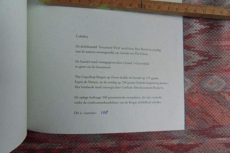 Bevers, Bert (samenstelling). - Verzameld Werk. - Bergen op Zoom in Poëzie. [ ! GESIGNEERD door alle dichters ]. [ Genummerd ex. 108 / 500 ].