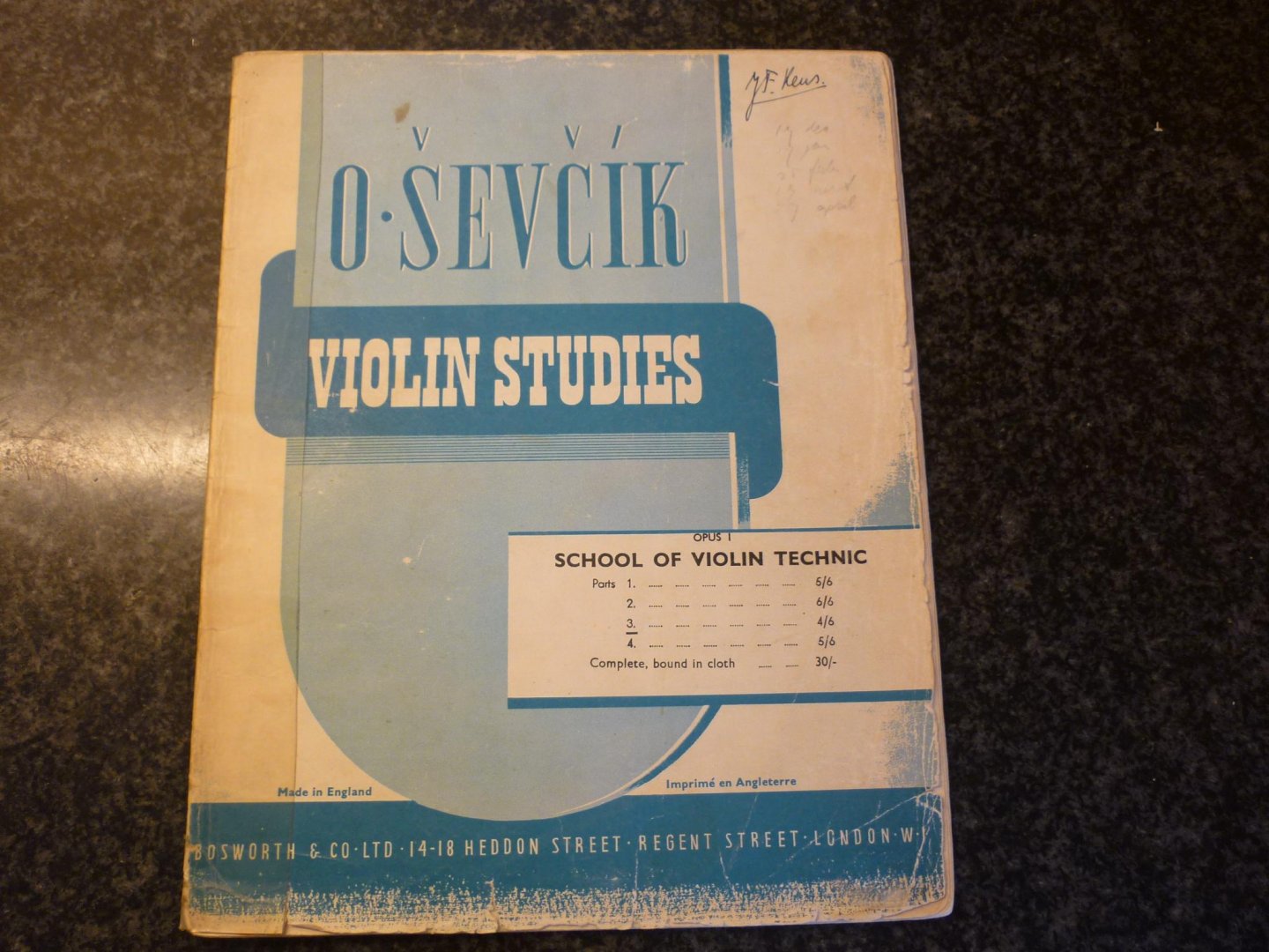 Sevcik; Otakar - Violin Studies; School of Violin Technic Op.1 Vol.3 4/6
