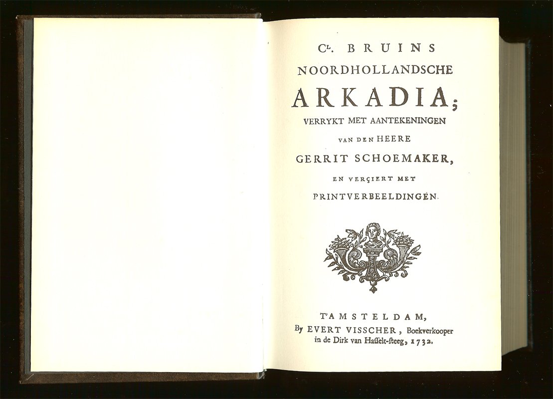 Bruins, Cl. - Gerrit Schoemaker. - Facsimile: Noordhollandse Arkadia 1732.Verrykt met aantekeningen van den heere Gerrit Schoemaker en versiert met printverbeeldingen.