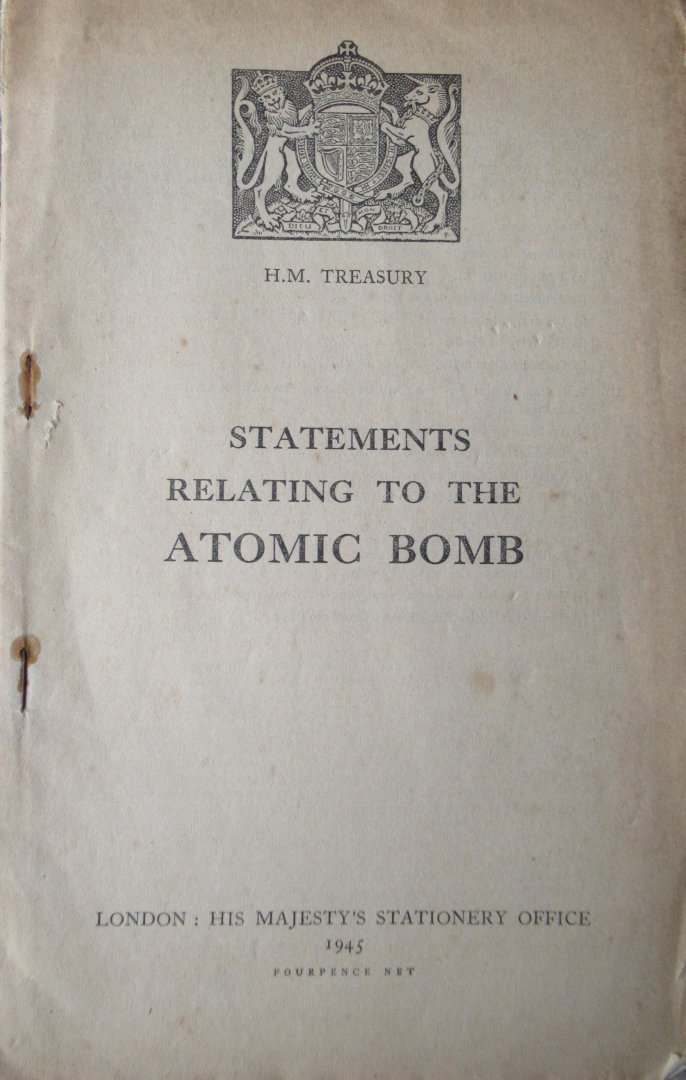 Treasury, H.M. - Statements relating tot the atomic bomb