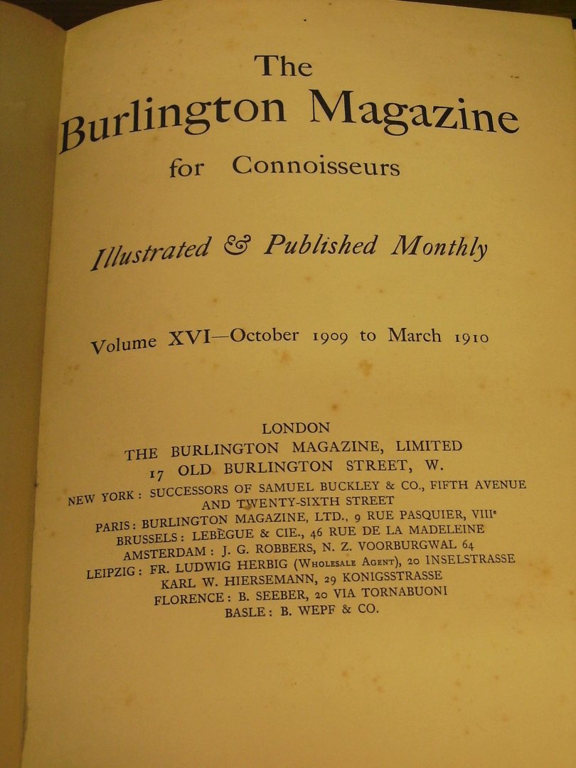 Adey, More & T,G Jackson & N, Beets & anderen - The Burlington Magazine