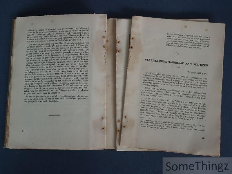 N/A. - Bijdragen tot de geschiedenis der Vlaamsche IJzertragedie, 1914-1918. I. Open brieven en vertoogschriften van de Vlaamsche Frontbeweging (1917-1918).