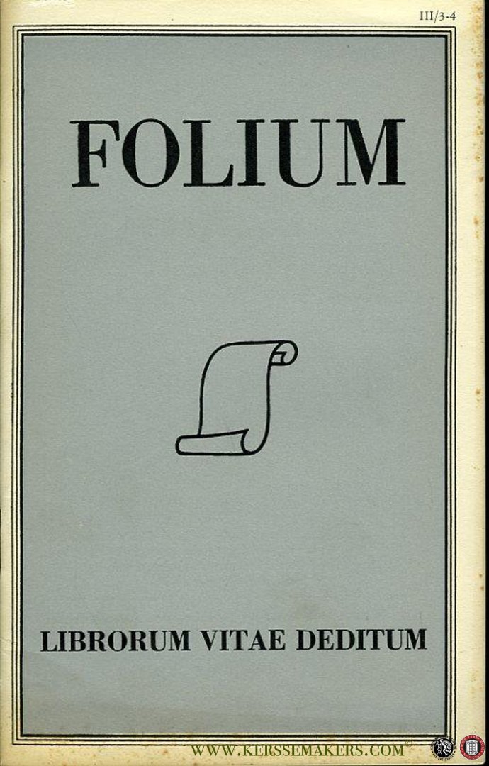 GUMBERT, H.L. ( redactie) / Diverse auteurs - Folium Librorum Vitae Deditum. Jaargang 3 - 1954, nummer 3-4