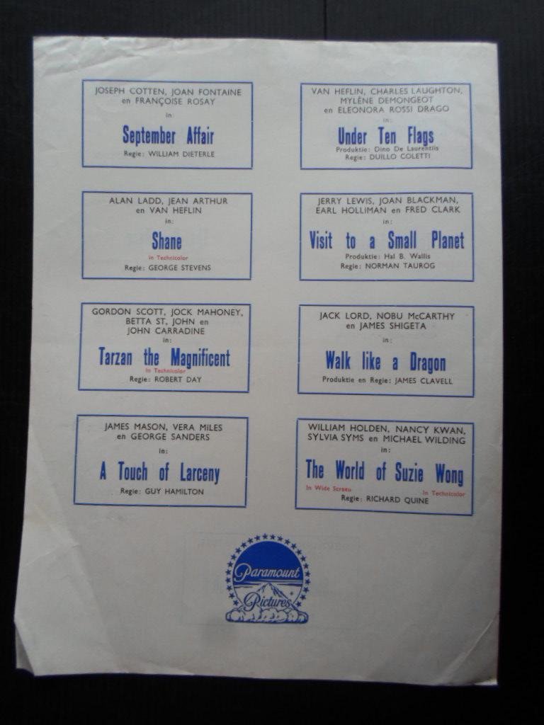  - Paramount Pictures Produktie Aankondiging 1960-1961