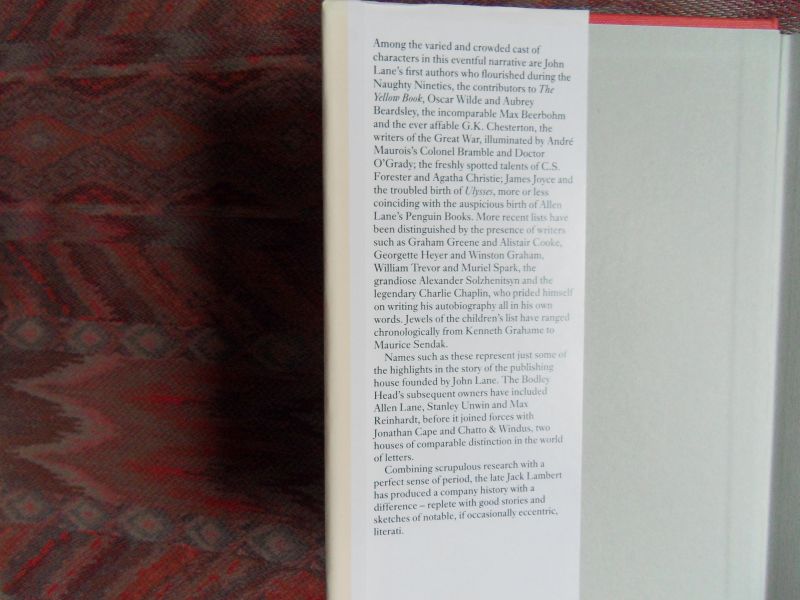 Lambert, J.W. & Ratcliffe, Michael. - The Bodley Head 1887 - 1987.