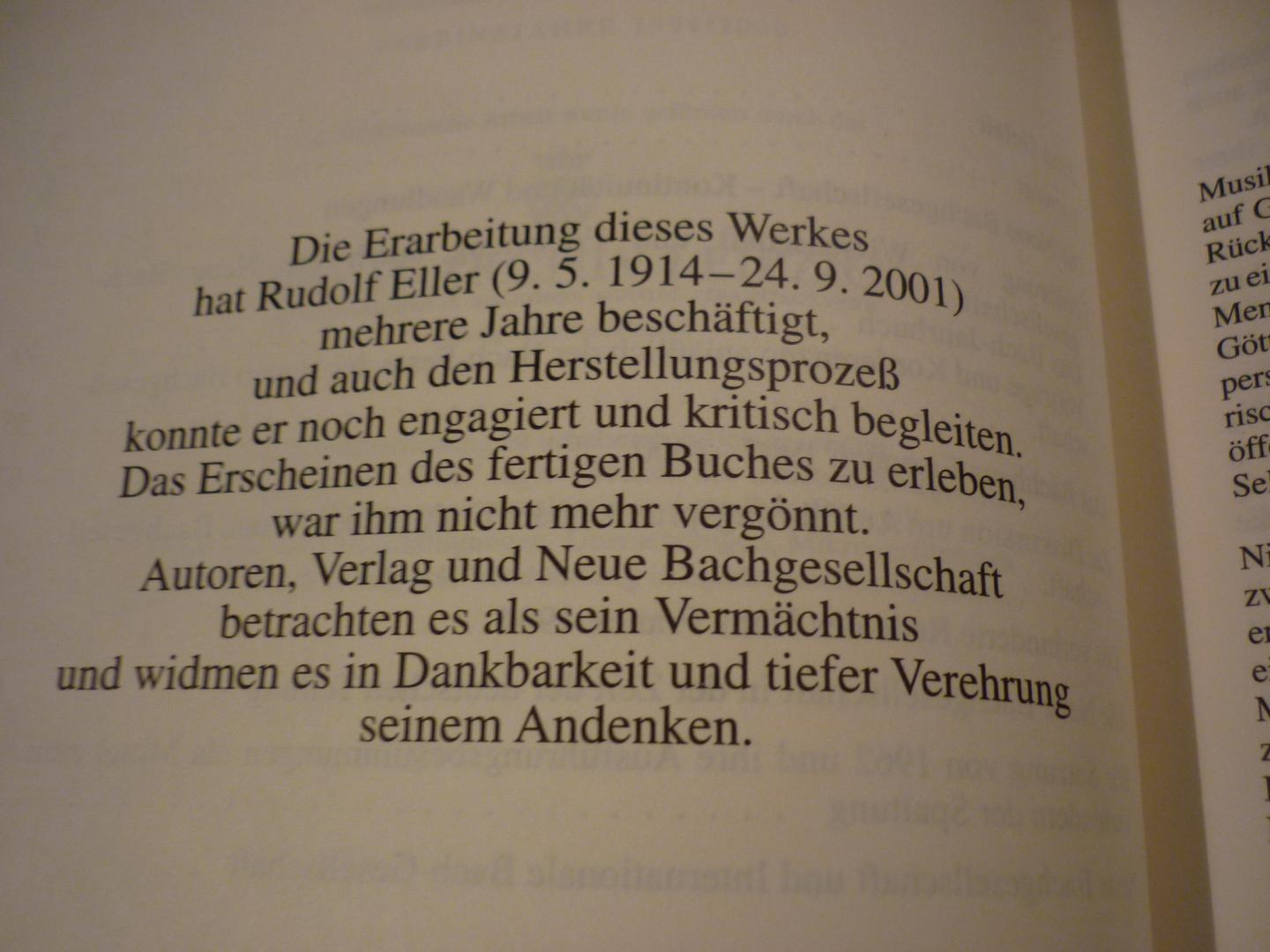 Bach; J. S. (1685-1750) - 100 Jahre Neue Bachgesellschaft: Beiträge zu ihrer Geschichte (Duits); Herausgegeben von Rudolf Eller