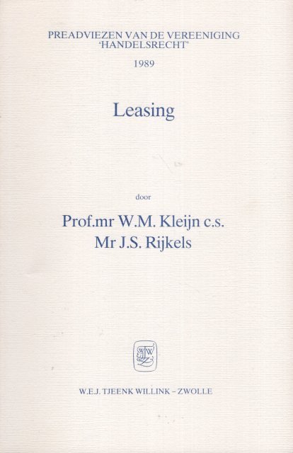 Kleijn, W.M. (e.a.) - Leasing.