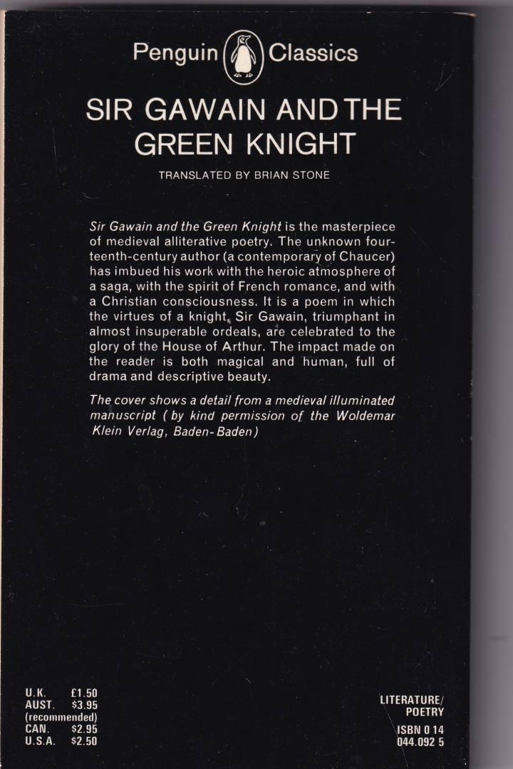 Stone, Brian , translation, - Sir Gawain And The Green Knight