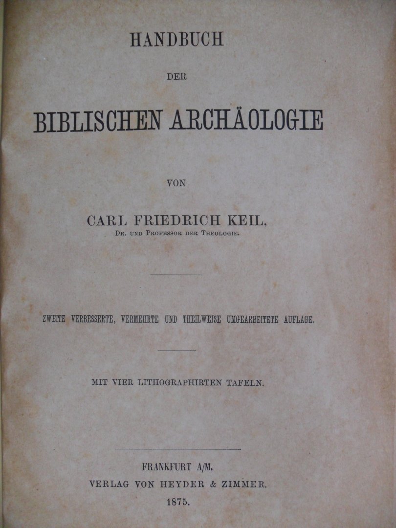 Keil Carl Friedrich - Hanbuch der Biblischen Archaologie