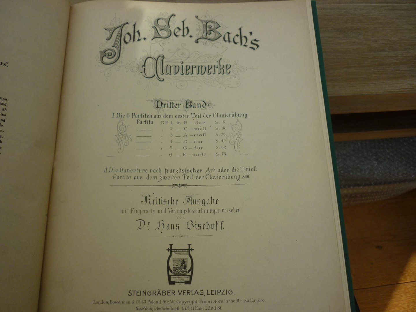 Bach; J. S. (1685-1750) - Klavierwerke; Band II / Band III; Krititsche Ausgabe mit Fingersatz und Vortragsbezeichnungen versehen von Dr. Hans Bischoff (Berlin, Mai 1881); Originele uitgave uit 1881/82