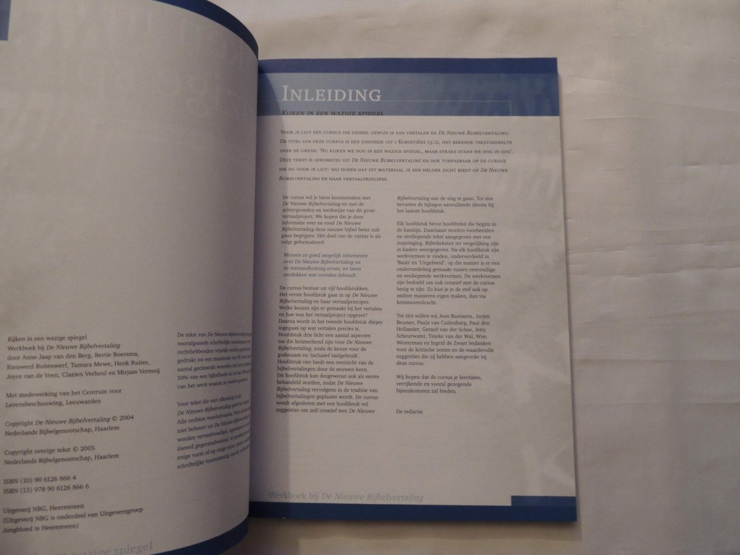 Berg, Anne Jaap van den - Kijken in een wazige spiegel - Werkboek bij de Nieuwe Bijbelvertaling