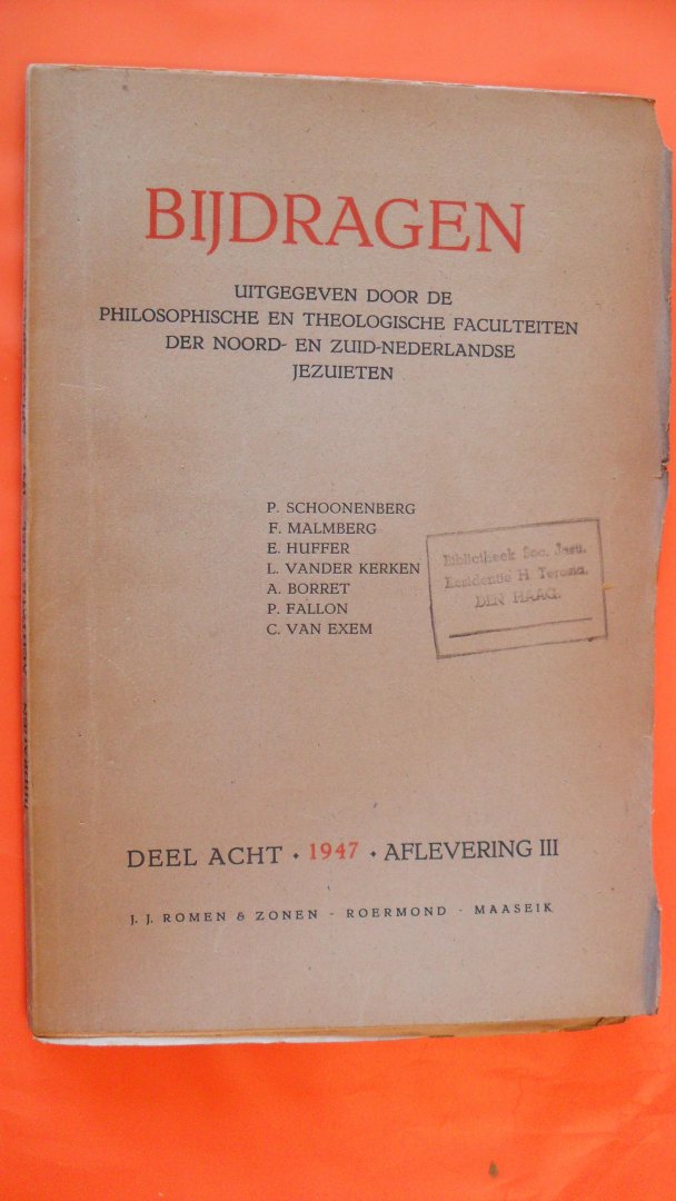 Schoonenberg/ Borret/ van Exem e.a. - Bijdragen van de Philosophische en Theologische faculteiten der Nederlandsche Jezuieten