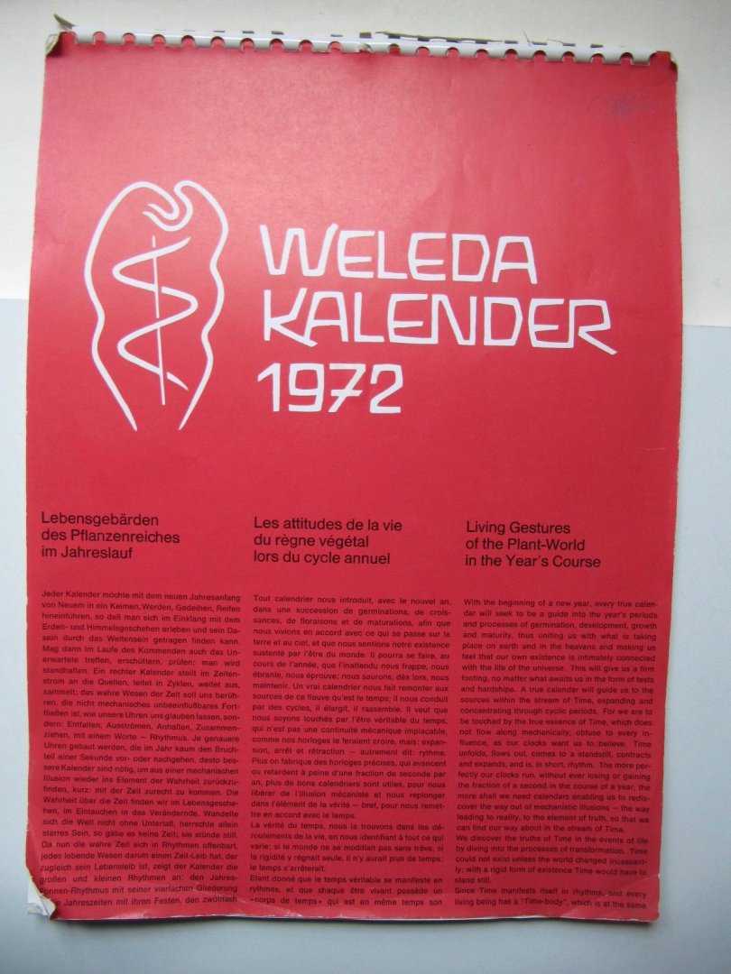 Wilhelm Pelikan - Arlesheim -Schweiz - Weleda Kalender 1972