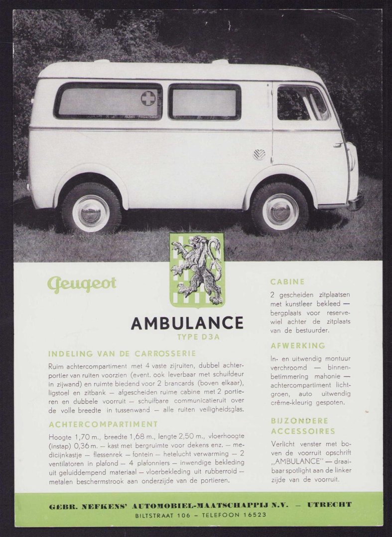 n.n - (AUTO FOLDER - CAR BROCHURE) Peugeot Ambulance type D3A