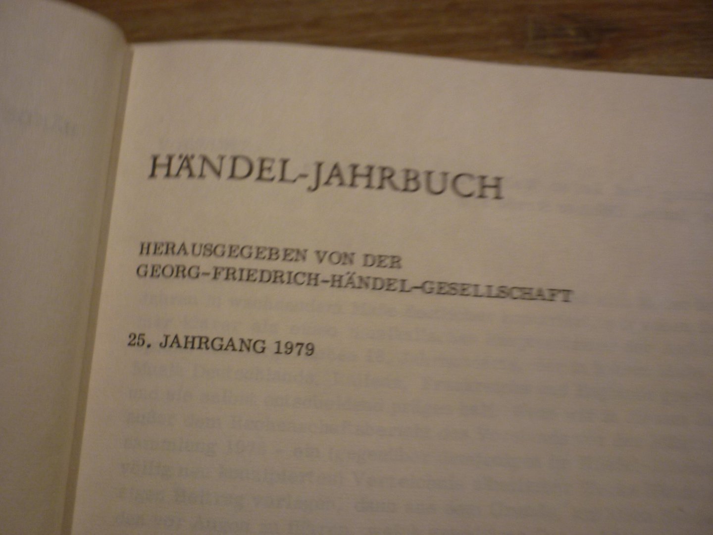 Händel; Georg Friedrich (1685–1759) - Jahrbuch 25. Jahrgang 1979; herausgegeben von der Georg Friedrich Handel-Gesellschaft