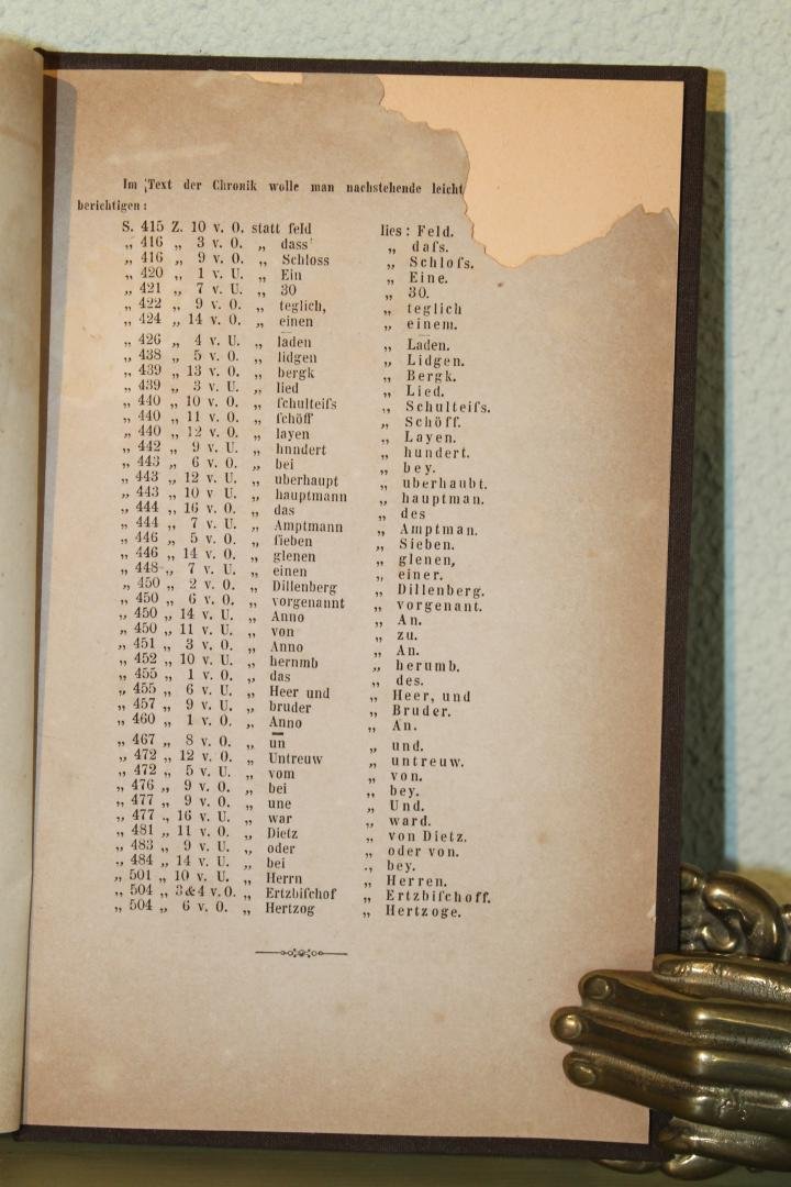 ROSSEL, Karl - Die Limburger Chronik des Johannes. Nach J. Fr. Faust's Fasti Limpurgenses. Das ist ein wohlbeschrieben Fragment einer Chronick von der Stadt und den Herren zu Limpurg auff der Lohne
